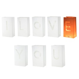 MECCANIXITY White Paper Luminary Bags, I Love You Sign Flame Resistant Candles Bags for Romantic Wedding Proposals, Anniversary Celebrations