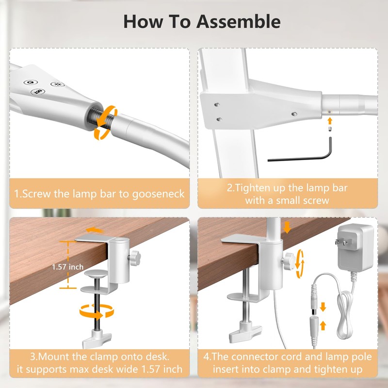 EppieBasic LED Desk lamp,Double Head Architect Desk Lamps for Home