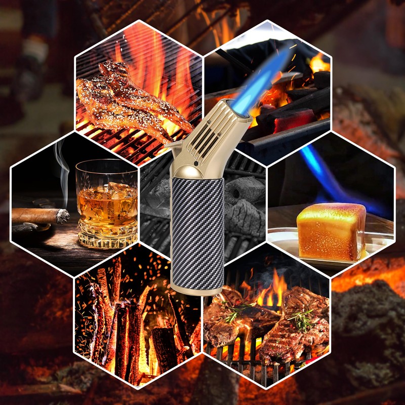 Kitchen Cooking Butane Torch Lighter with Safety Lock ，Lock Fire