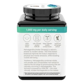 Youtheory Ashwa Suplemento Ginger Root 180 Capsulas 1000 Mg