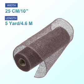 sourcing map 10 Inch Poly Burlap Mesh for Wreath, Decorative Mesh Fabric Ribbon 5 Yard for Fall Easter Christmas Flower Bow, Brown