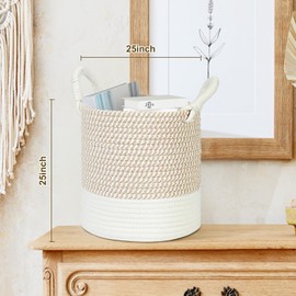 HDRNT Aufbewahrungskorb Geflochten Baumwollseil, Körbchen Wickeltisch Organizer Korb,Stapelbare Speicher Storage Basket, Aufbewahrung Körbe für Kinderzimmer Wohnzimmer Bad Aufbewahrungsbox 25 * 25cm