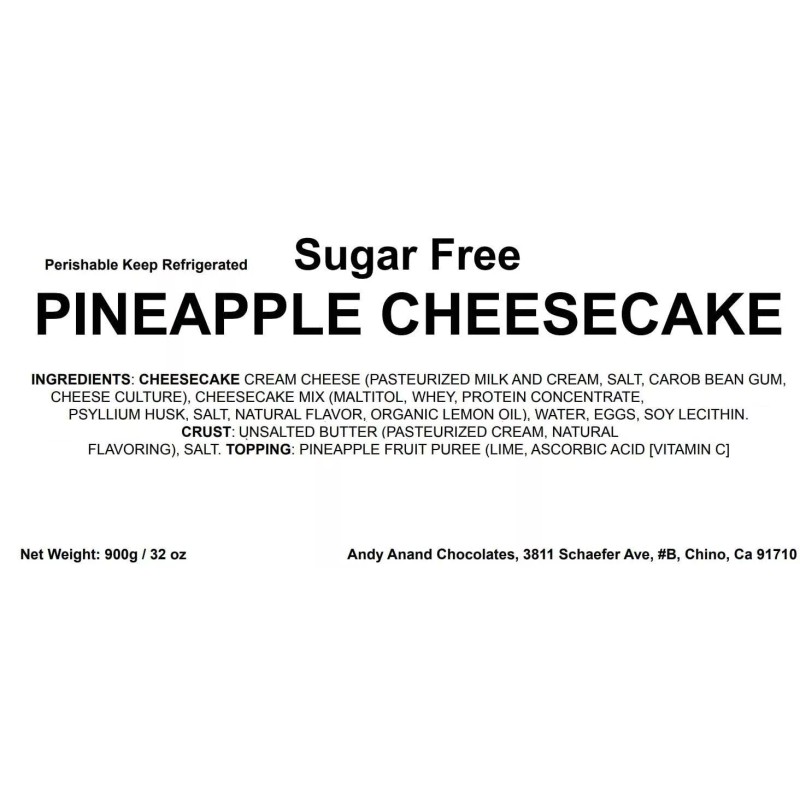 Andy Anand Gluten Free & Sugar Free Pineapple Cheesecake 9",