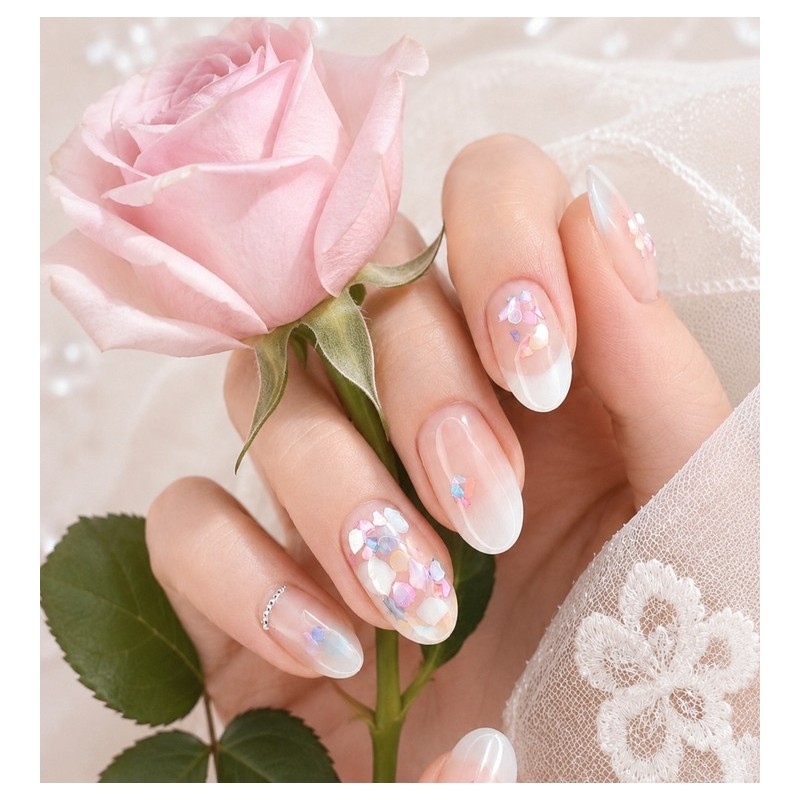 Aurora Mother of Pearl Handmade Nail Tips - Almond S