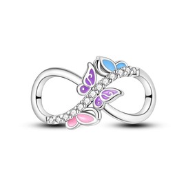 VALGACLS Butterfly Forever Charm 925 Sterling Silver Charms Forever Infinity Charm for Bracelets Necklace