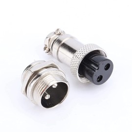Honiwu Aviation Socket Connector 2 Pin, 1 Set GX16 Aviation Plug Socket, Metal Screw Type Male