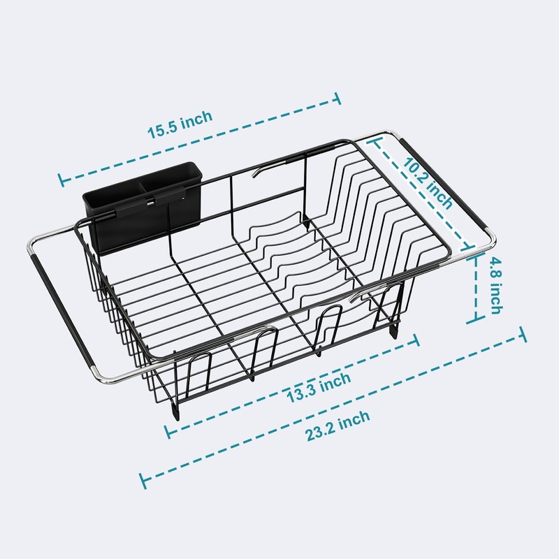 JASIWAY Dish Drying Rack in Sink, Over The Sink Colander