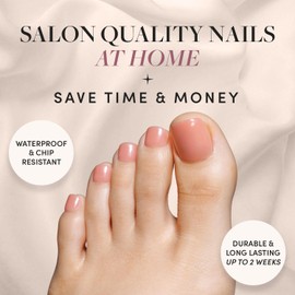 Glamnetic Press On Toenails - Sheer Peach | Natural Peach Semi-Transparent Fake Toe Nails with a Glossy Finish | 16 Sizes - 32 Toe Nail Kit with Glue