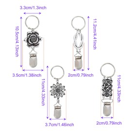 KASESSS Pack of 4 Hat Clip for Travel, Flower Hat Holder Clip for Bags, Hands-Free Hat Clip Portable Outdoor Hat Clip for Women Men Multifunctional Clips for Travel Bags Backpack Tote Bags, silver,