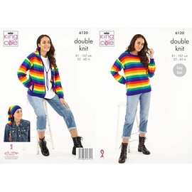 King Cole Women’s Knitting Pattern Easy Double Knit Sweater and Cardigan (6120), 32” – 42” (81cm – 107cm) Bust