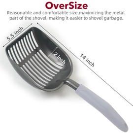 Frxat Metal Cat Litter Scoop - Non Stick Aluminum Alloy Aluminum cat Litter Scooper, Solid and Durable Oversized Metal Litter Scoops, Solid Metal, Fecal screening, Solid Handlel Grey