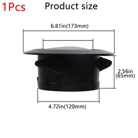 Geesatis 5 Inch ABS Adjustable Air Vent,Round Ceiling Vent Covers,Dismantable Ceiling Grille,Soffit Exhaust Vent for Bathroom, Home Office, Kitchen,Black,1Pcs