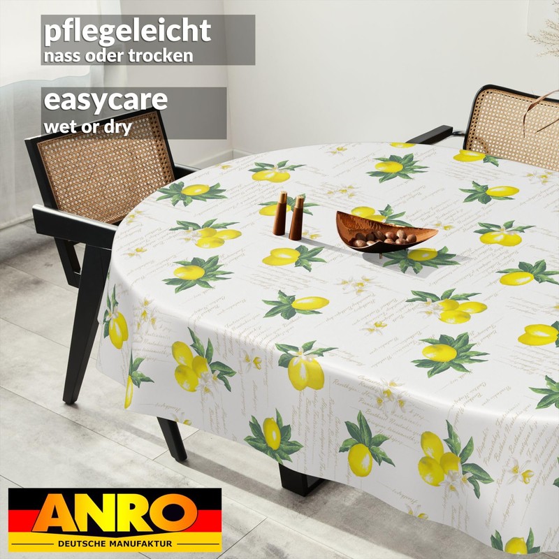 ANRO Oilcloth Tablecloth Washable Wax Tablecloth Garden Tablecloth Round Oval