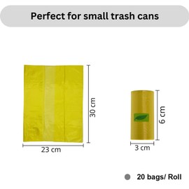 KORBINO Trash Bags 120 Pack - 6 Rolls Trash Bags Small Trash Bags for Car, Kitchen, Household, Office, Camping - Biodegradable Yellow Bags for Trash Can