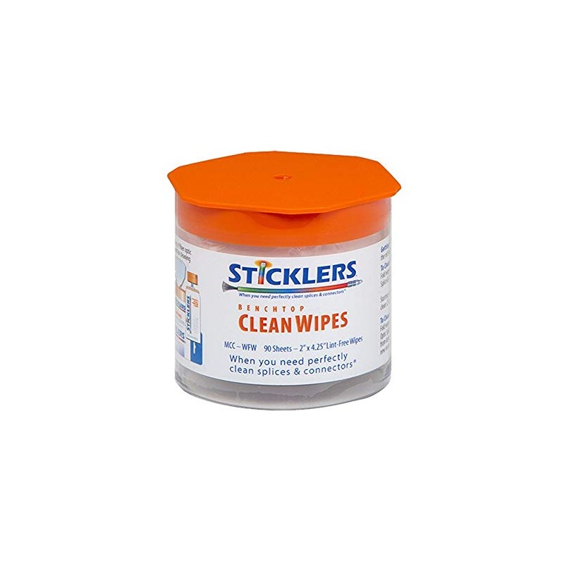 Sticklers MCC-WFW Benchtop CleanWipes for Fiber Optics, 90/tub