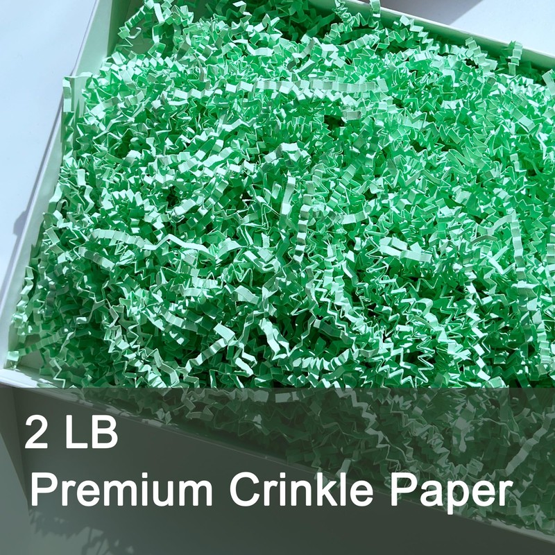 Light Green Crinkle Paper 2 LB Shredded Confetti Filler Grass