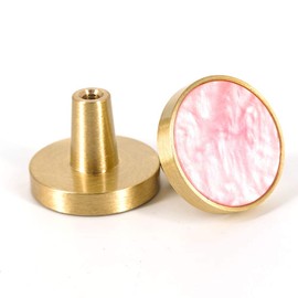 EVERGD 27mm Pure Copper Handle Shell Brass Gold Wardrobe Kitchen Cabinet Door Knobs Drawer Cupboard Hardware Pull Handle Clothes Coat Hook Modern Simple (9, Pink)