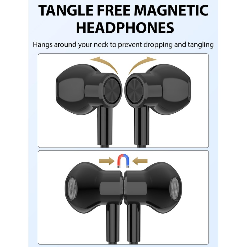 iMangoo for Apple Lightning Headphones MFi-Certified Wired Earbuds Black