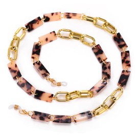 Dreamtimes Acrylic Glasses Chain Adjustable Lightweight Glasses Holder for Women Men Colour Variety Sunglasses Chain, Amber-1, M