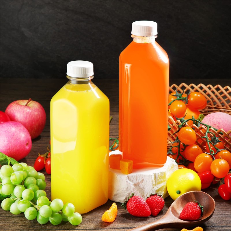 Didaey 10 Pieces 33 oz Plastic Juice Bottles with Caps
