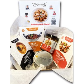 Indian Food Meat Dish Cooking Gift Set | 3 Cook-from-Scratch Spice kits make Chicken Tikka Masala, Tandoor Chicken, Beef Vindaloo | 100g blend Organic Turmeric Powder | 7.5 oz Butter Chicken Curry Sauce | For Foodie or Beginner