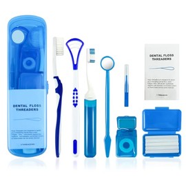 Kit de Limpieza para Frenos para Adolescentes y Adultos, Kit de Cuidado Dental Ortodóntico para Frenos con Estuche de Viaje, Incluye Cepillos de Dientes en Forma de V/U, Enhebradores de Hilo