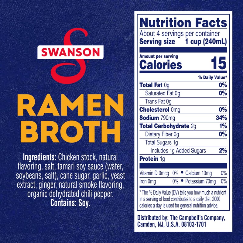 SWANSON S Ramen Chicken Broth, 32 Oz Carton