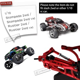 Rcarmumb Upgrades Part for 1/10 Rustler VXL 2wd/Stampede VXL 2wd,4PCS Alloy Aluminum Front Rear Suspension A Arms Hops Ups,Replacement of 3655X 3631,Red