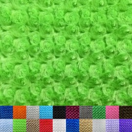 Ice Fabrics Rosebud Minky Fabric by The Yard - Soft and Smooth 58/60" Extra Wide Lime Green Minky Fabric for Blankets, Apparel, Baby Accessories, Throws, Pillows & More - Lime Green - 3 Yards