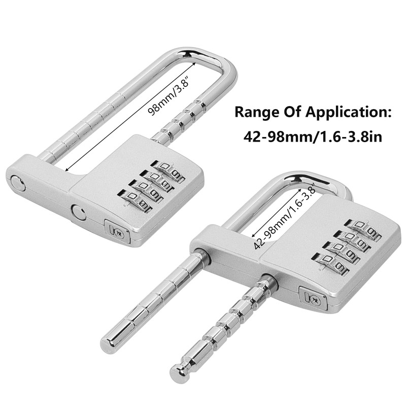 Combination Padlock, Adjustable Long Padlock 4 Digit Password Heavy Duty