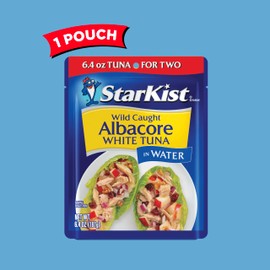 StarKist Albacore White Tuna in Water, 6.4 oz Pouch (1 Pack) Ready to Eat Wild Caught Tuna, 19g Protein & 90 Calories Per Serving, Gluten Free, Soy Free, Kosher, Perfect for Meals & Snacks