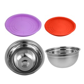 MAGICLULU 2Pcs Stainless Steel Salad Bowls with Lids Heights Rustproof Kitchen Mixing Bowls for Salad Eggs Pasta Easy to Clean for Home Dessert Shops