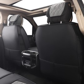JOJOBAY Car Seat Covers for Dodge Ram 2 Pcs Front,Fit Ram 2009-2025 1500/2500/3500 Pick-up Truck,Crew,Regular,Quad,Mega Cab,Waterproof Leather Seat Covers Protectors（2 PCS Front,Black-Grey）