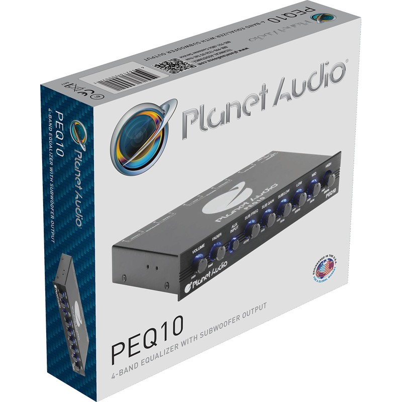 Planet Audio PEQ10 Car Equalizer - 4 Band, Pre-Amp, Half