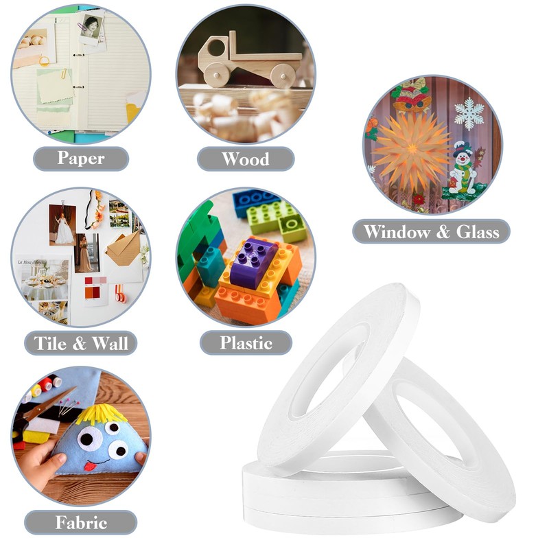 Kesote 5 Rolls Double Sided Tape for Crafts Scrapbooking Card
