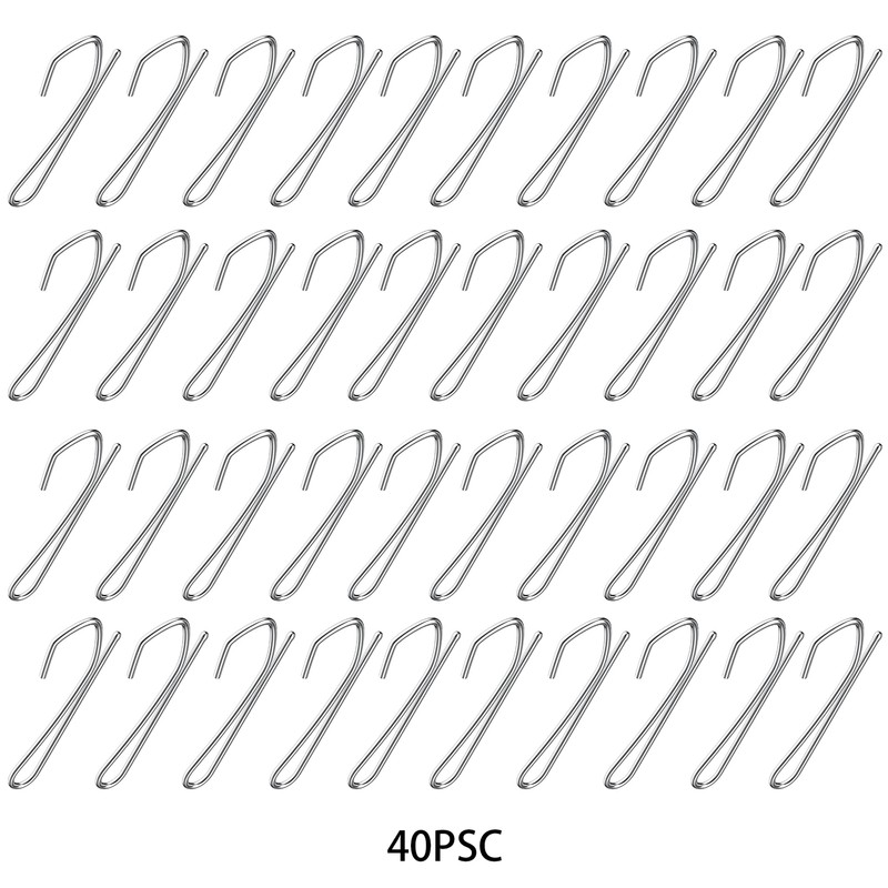 40 PCS Stainless Steel Curtain Hooks,Long Curtain Hooks