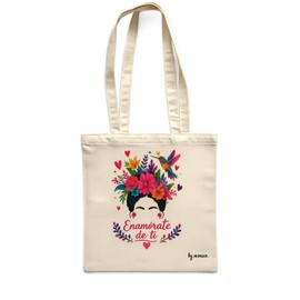Mimain Borsa tote bag da donna Frida, stile artistico floreale, 345 g/m², spessa e resistente, manico lungo, tasca interna, riutilizzabile, grande regalo da donna