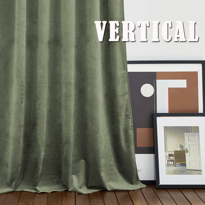 RYB HOME Velvet Curtains 63 inches Long, Rod Pocket Soft
