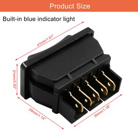 Unlorspy 2Pcs 5 Pin Car Power Window Switch 12V 20A 5 Pin Momentary DPDT Rocker Window Lift Switch (Built-in Blue Indicator Light)