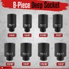 WETT 1/2" Drive Deep Large Impact Socket Set, 8-Piece Spindle