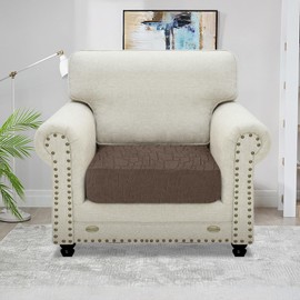 MAXIJIN Waterproof Sofa Seat Cushion Cover Jacquard Sofa Seat Cover Non-Slip Couch Seat Slipcover Protector Replacement for Individual Cushion with Elastic Bottom (Dark Brown, Large 1 Seater)