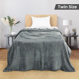Utopia Bedding Cool Grey Fleece Blanket Twin Size Lightweight Fuzzy Soft Anti-Static Microfiber Bed Blanket (90x66 Inch)