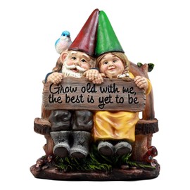 Ebros Grow Old with Me Mr and Mrs Gnome Statue 11" Tall for Patio Garden Lawn Home Decor Figurine (2)