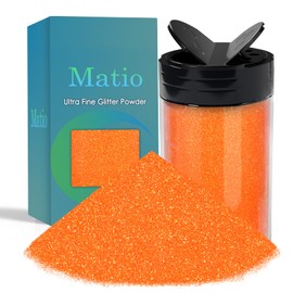 Matio Iridescent Ultra Fine Glitter Powder, 7.8oz/ 220g Colorful Orange Craft Resin Glitter, 1/128" Metallic Nail Sequins Flakes for Epoxy Resin Tumbler, Nail Art, Slime, Body Face, Festival DIY Decor