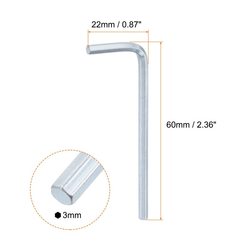HARFINGTON 5pcs Hex Key Wrench 3mm L-Shape Hexagon Metric Wrenches