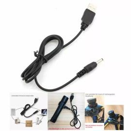 Unbranded USB to DC 3.5mm 5V charging cable for Rechargeable flashlight headlamp charge US