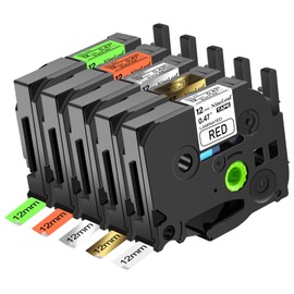 Nineleaf 5 x Compatible Brother P Touch Tapes 12 mm 0.47 TZe-231 TZe-831 TZe-931 TZe-B31 TZe-D31 TZe TZ Tapes for P-touch Label Tape for PT-H105 PT-H110 H107 H100LB/R 1000 D200 D40 0 Cube