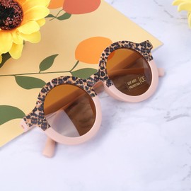 XIXIMAON Baby Sunglasses Polarized Retro Style Leopard Print Sunglass Summer Outdoor Sunshade UV Protection Glasses Age 2-6 Years Little Kid Boy Girl (Light Pink Leopard Print, One Size)