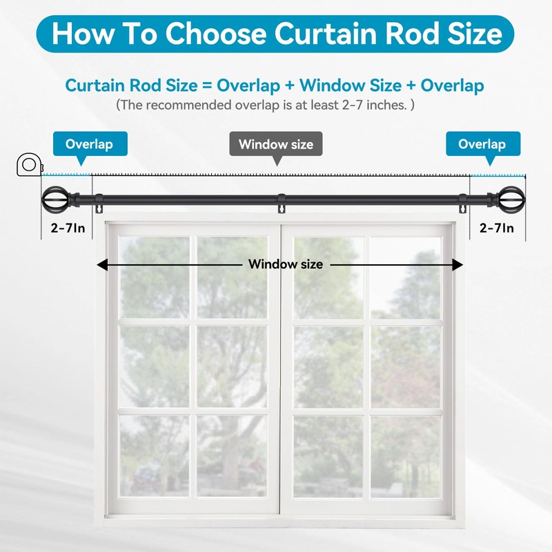 Curtain Rods for Windows 48 to 84, 2 Pack 5/8
