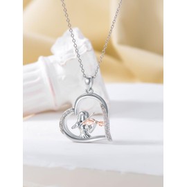 Shusukue Violin Necklace for Women 925 Sterling Silver Women Plays Violin Music Pendant Necklaces Fiddle Jewelry Musical Gift for Violinist Daughter